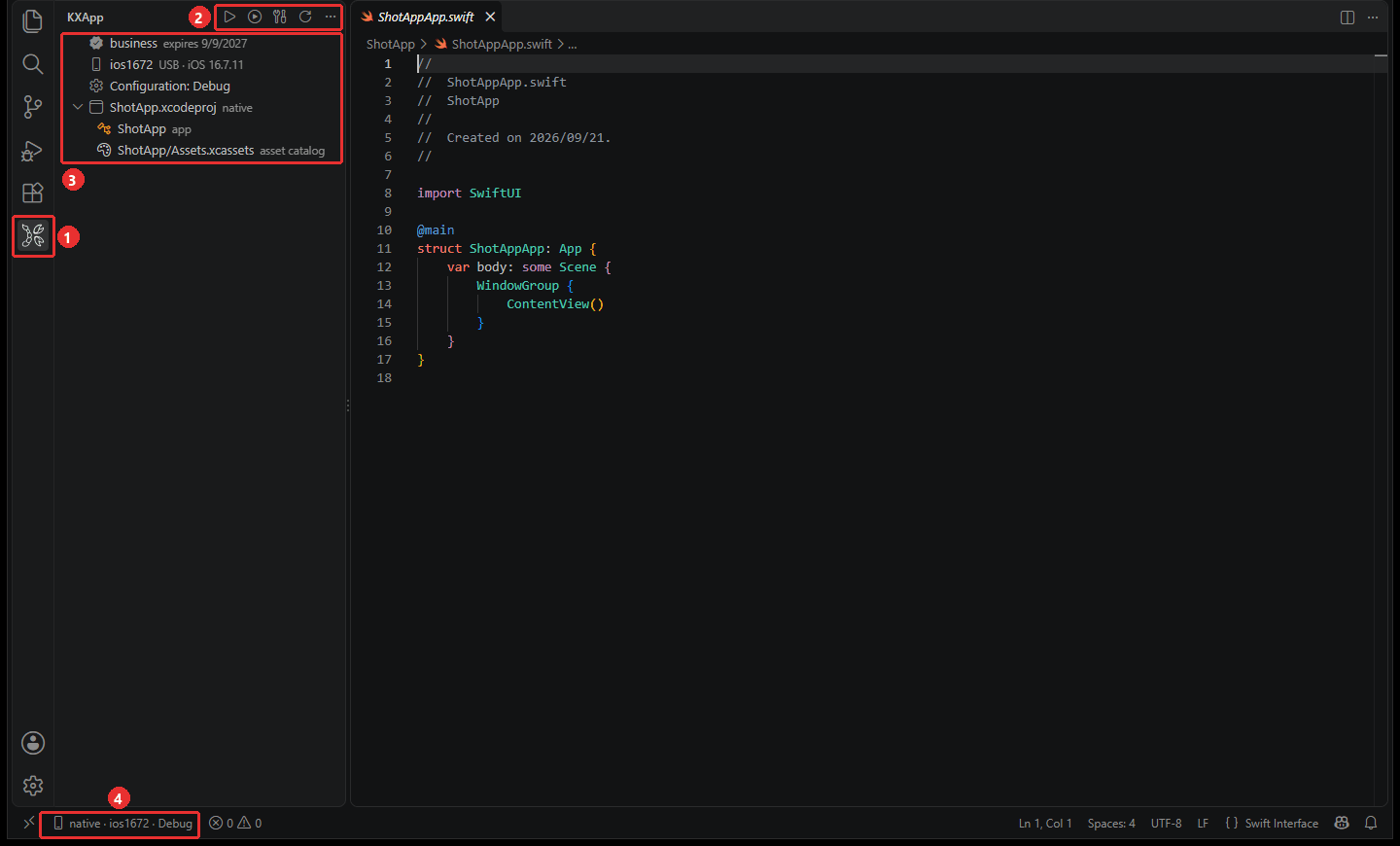 The four places the KXBuild extension appears in VS Code